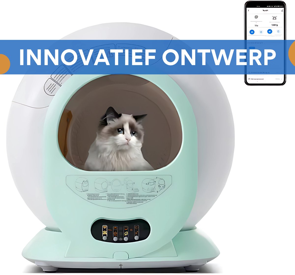 Zelfreinigend Kattenbak - Kattentoilet - Voor Meerdere Katten - Automatisch & Geschikt Voor Diverse Katten - 65L Capaciteit