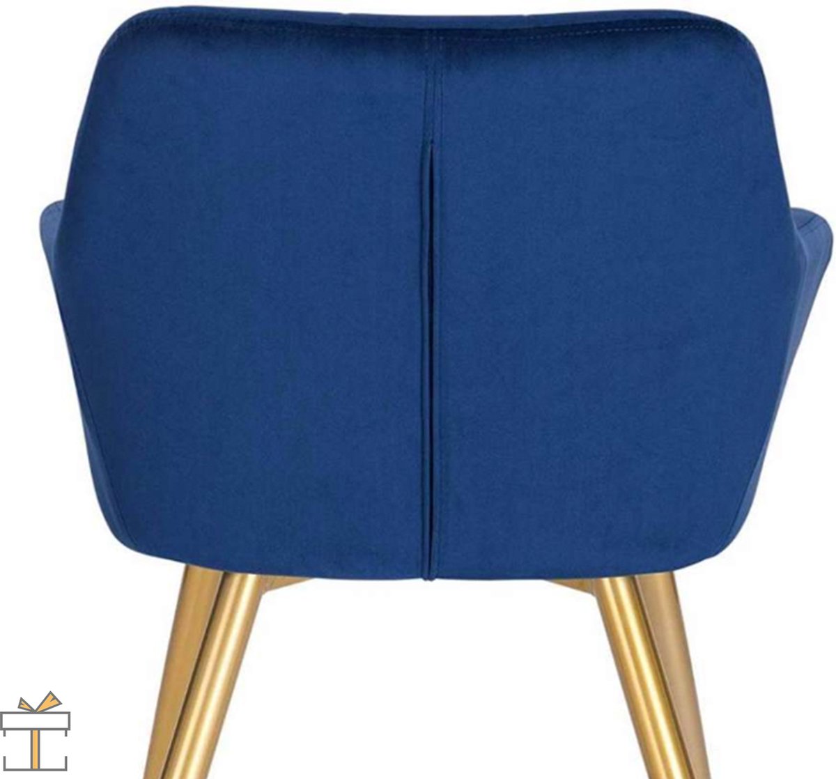Happyment Luxe Eetkamerstoelen - Velvet Blauw/goud - Fauteuils met armleuning - Woonkamerstoelen - Keukenstoelen - Kuipstoel - Set van 1