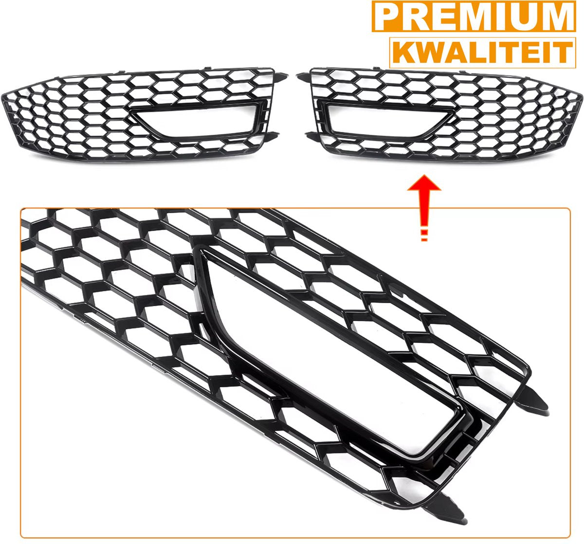 Voorbumper - Voor Audi A4 B8.5 S-Line/S4/RS4 2013-2015 - Auto accessoires - Mistlichtgrille - Honingraat stijl - Gloss Zwart