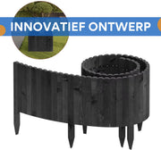 Tuin Gras Gazon Rand - Flexibele Houten Border voor Tuinhek - Tuinafboording voor Outdoor Landschap & Tuindecoratie - 203x35x1.4 Zwart