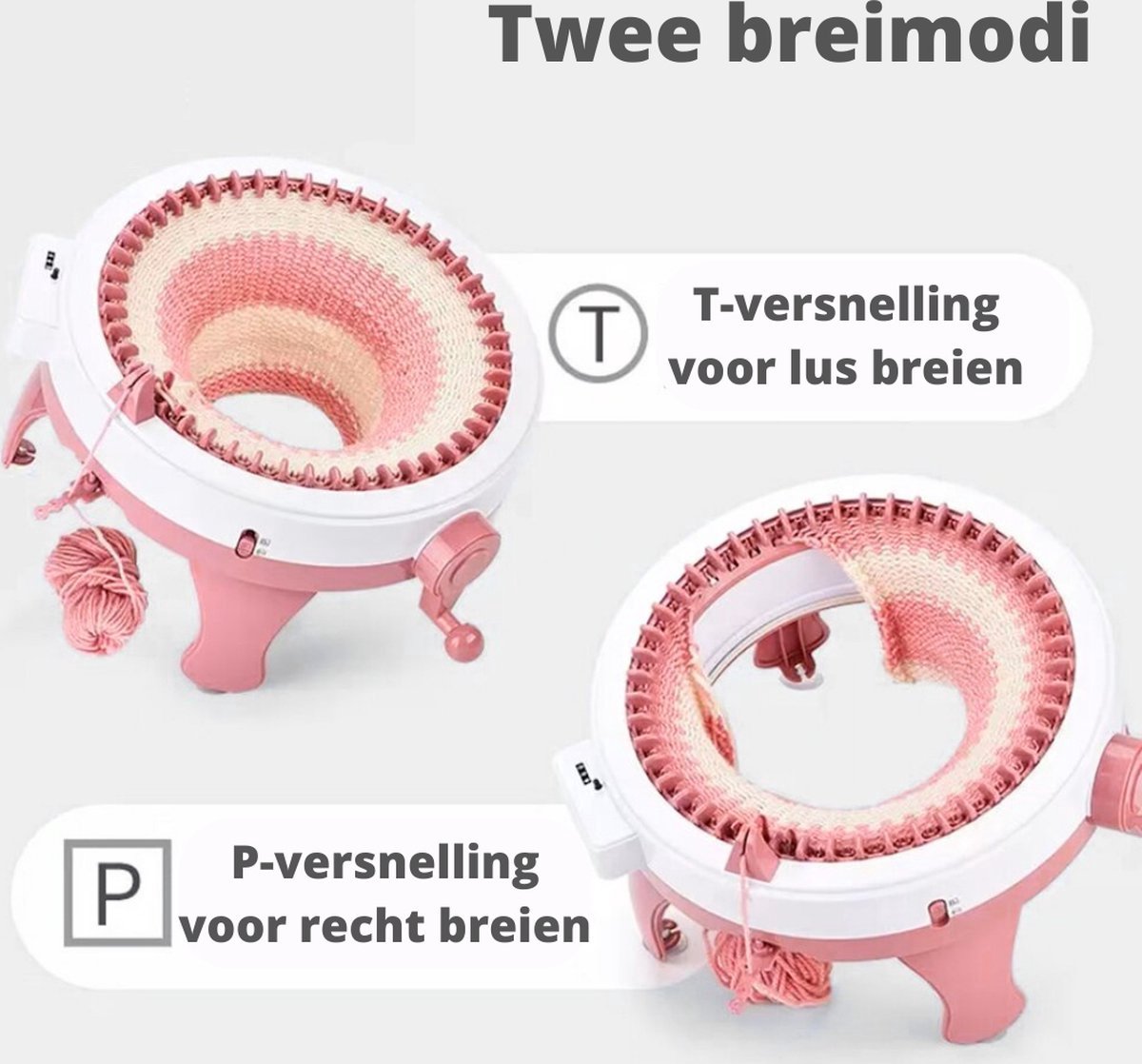 Happyment Breimachine - Breimolen - Punnikmolen - Knitting Machine - Wolmolen - Roze