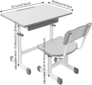 Kinderbureau met stoel - Voor kinderen - Verstelbaar bureau- en stoeltjesset - Grijs