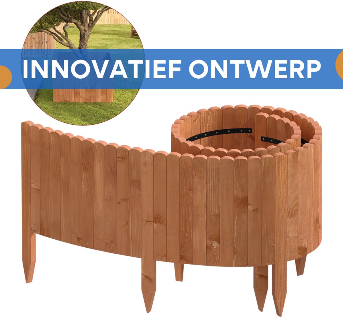 Tuin Gras Gazon Rand - Flexibele Houten Border voor Tuinhek - Tuinafboording voor Outdoor Landschap & Tuindecoratie - 203x35x1.4cm Bruin