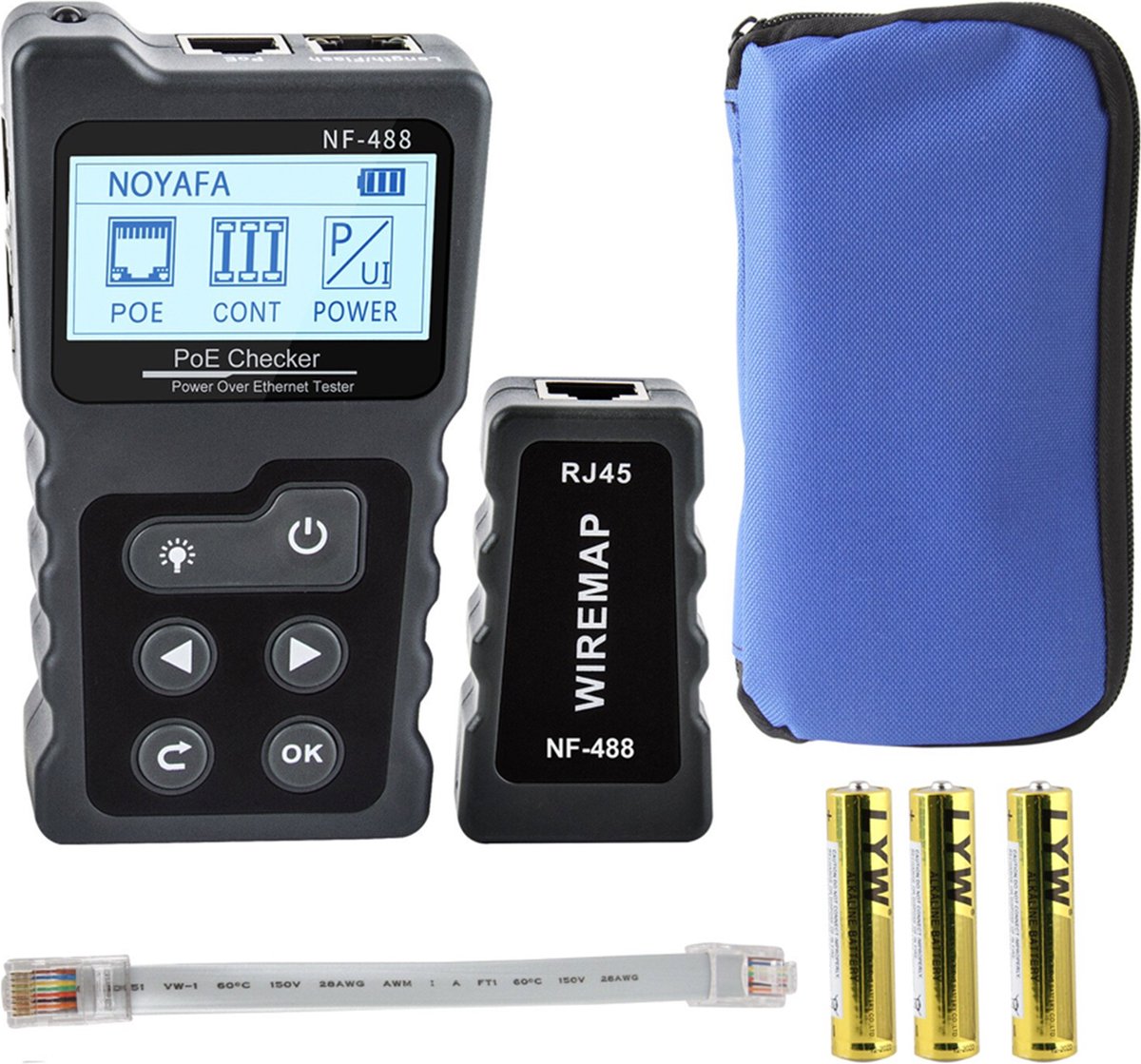 Happyment® Netwerk kabeltester - met Draadzoeker - Kabelzoeker - UTP Tester set - RJ45, RJ11, BNC, USB - Black friday - Kerstcadeau