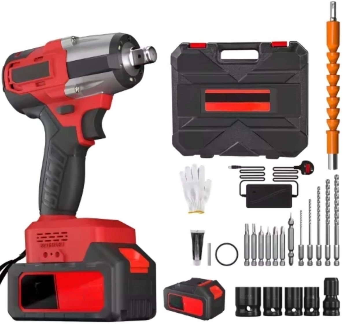 Accu-Slagmoersleutel 1/2 Inch - 550Nm Borstelloos Slagpistool - Hoog Koppel - Inclusief 4 Dopsleutels & Batterij