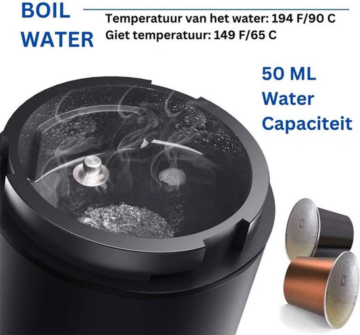 Happyment Compacte Draagbare Koffie Machine Draadloos - Hoge Kwaliteit Espresso Machine Oplaadbaar - Mini Koffie Zet Apparaat - Portable Coffee Maker - Koffie Cubs - Filterkoffie