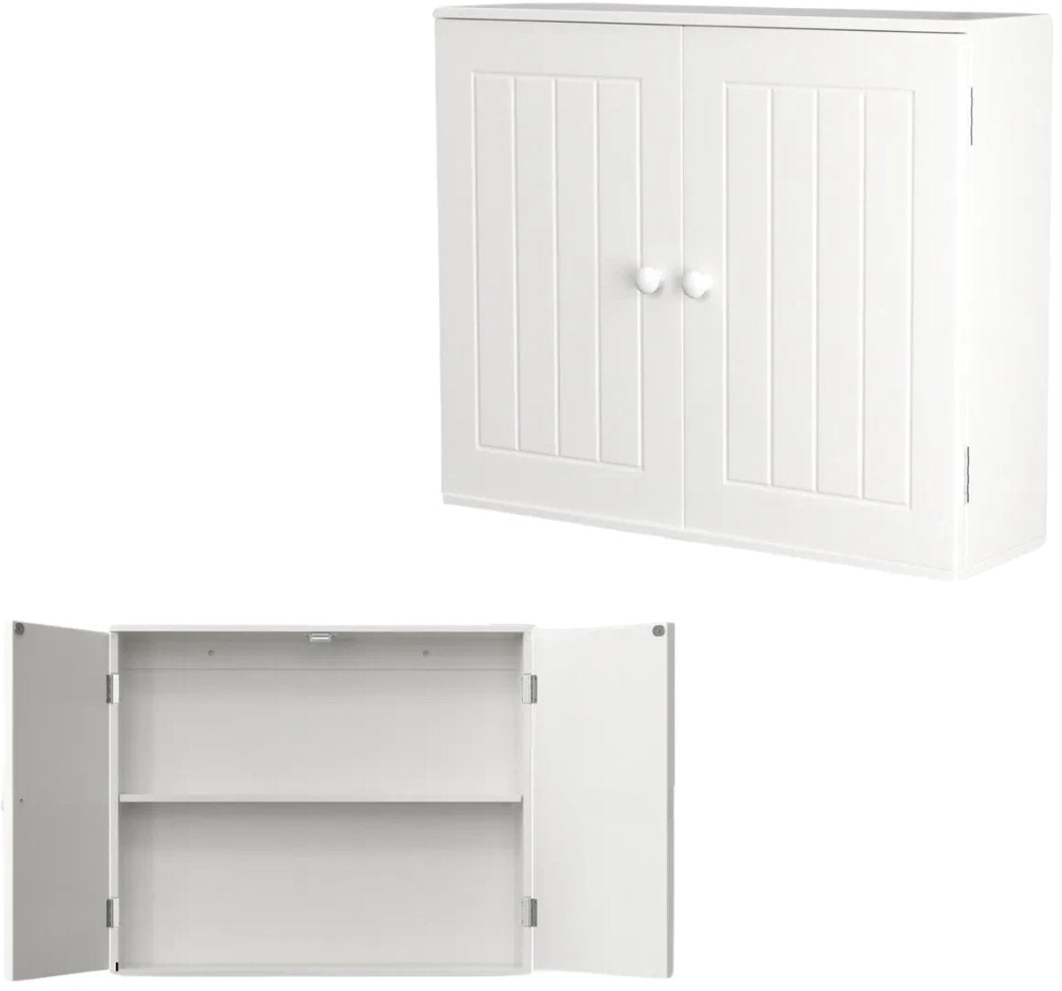 Opbergkast Zenvo - Vrijstaande Opbergkast - Wandkast met Dubbele Deuren - Voor Keuken & Badkamer - Extra Plank voor Meer Opbergruimte
