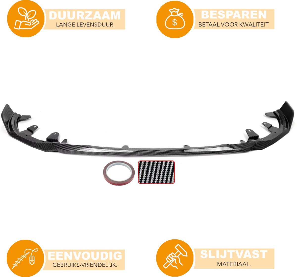 Velocity SplitterLip - Voorbumper - Carbon Look - Voor BMW 2 Serie G42 220i/230i/M240i (2022-2024) - Auto Accessoires
