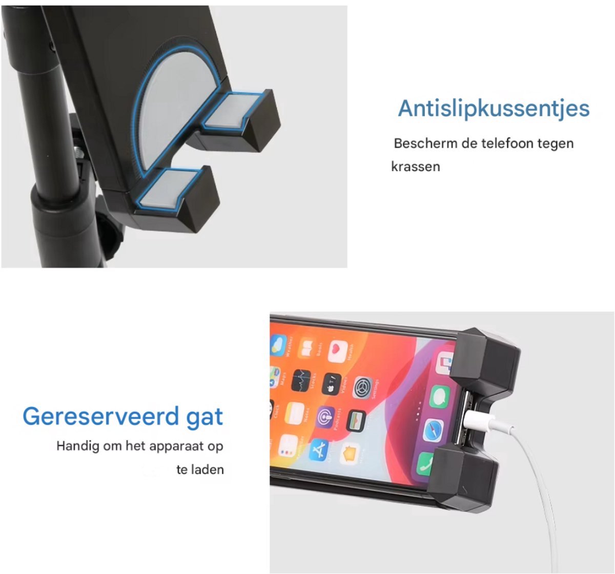 Vloerstandaard Vaylen - voor tablet en telefoon - Statief 4,5-12,9 inch - Beugel standaard - In hoogte verstelbaar
