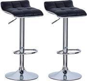 Barkrukken - Zwarte Kunstleren Barstoelen - Verstelbare Zithoogte 62-84cm - Set van 2 - Voor Keuken