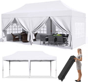 Partytent met zijwanden - 300x600cm - Opvouwbaar - Wit - Easy up - Paviljoen - Waterdicht weerbestendig - In hoogte verstelbaar