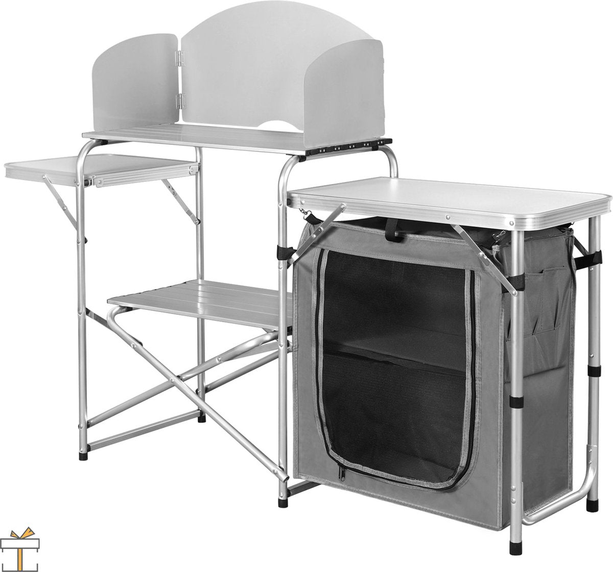Happyment® Campingkeuken Inklapbaar - 2 in 1 - Camping kast - Kooktafel - Kampeer buitenkeuken - Opvouwbaar