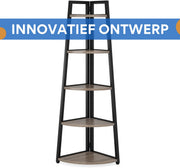 Hoekkast Xaviero - Vakkenkast 180cm - Boekenrek Hoekmeubel - Opbergrek 5 Lagen - Donkergrijs