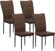 Eetkamerstoelen Delio - Set van 4 - Draaibaar - Fauteuil - Keuken - Voor eettafel - Donkerbruin leer