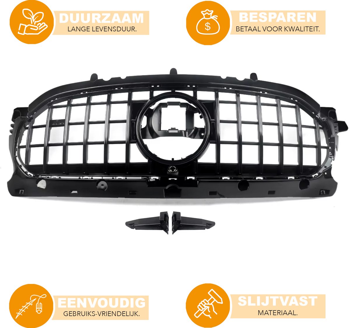 Grille - Voor Mercedes-Benz GLA-Klasse H247 GLA200 2020-2023 - Auto accessoires - GT Grille - Niergrille - Gloss Zwart