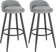Leren Barkrukken Cardiff - Set van 2 - Grijs - Met rugleuning - Barstoelen ergonomisch - Keuken - Zithoogte 69cm