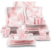 Aristocratic Dinerborden – Ontbijtborden – 6 persoons – 30 delig – Roze Keramisch – Eetborden – Perfect voor diner