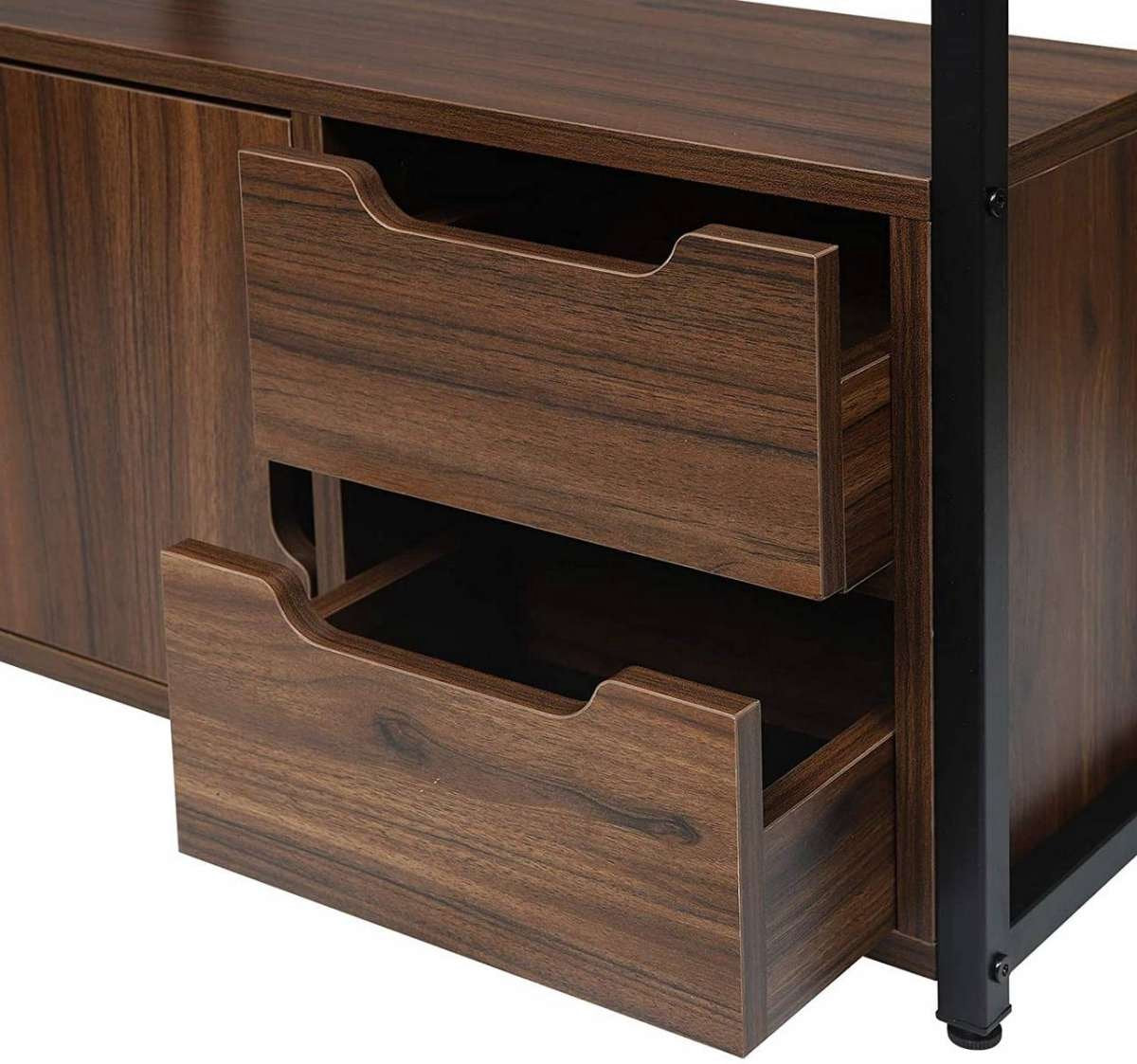 Happyment Boekenkast industrieel - 4 Lagen - Donkerbruin - 1 Deur en 2 Lades - Boekenrek - Woonkamer, slaapkamer en kinderkamer - Hout/Metaal - 58 x 24 x 120 cm
