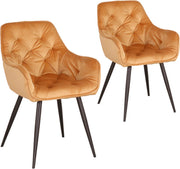 Happyment Eetkamerstoelen Fluweel - Oranje - Woonkamerstoelen - Fauteuil - Keukenstoelen - Kuipstoel - Set van 2