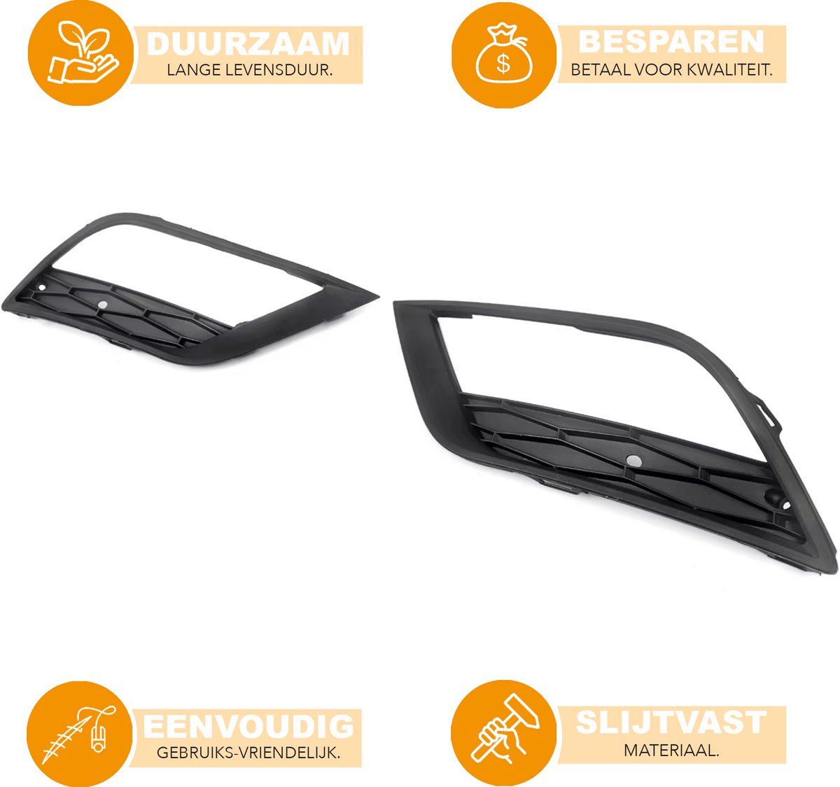 Voorbumper - Voor Seat Ibiza 2012-2016 - Auto accessoires - Mistlicht grille cover - Links en rechts - Zwart