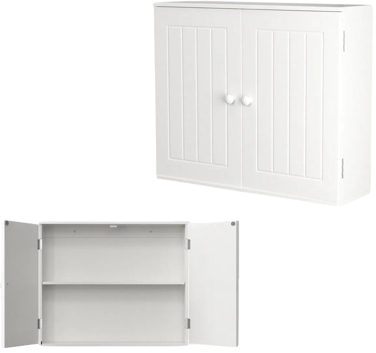 Vrijstaande Opbergkast - Wandkast met Dubbele Deuren - Voor Keuken & Badkamer - Extra Plank voor Meer Opbergruimte