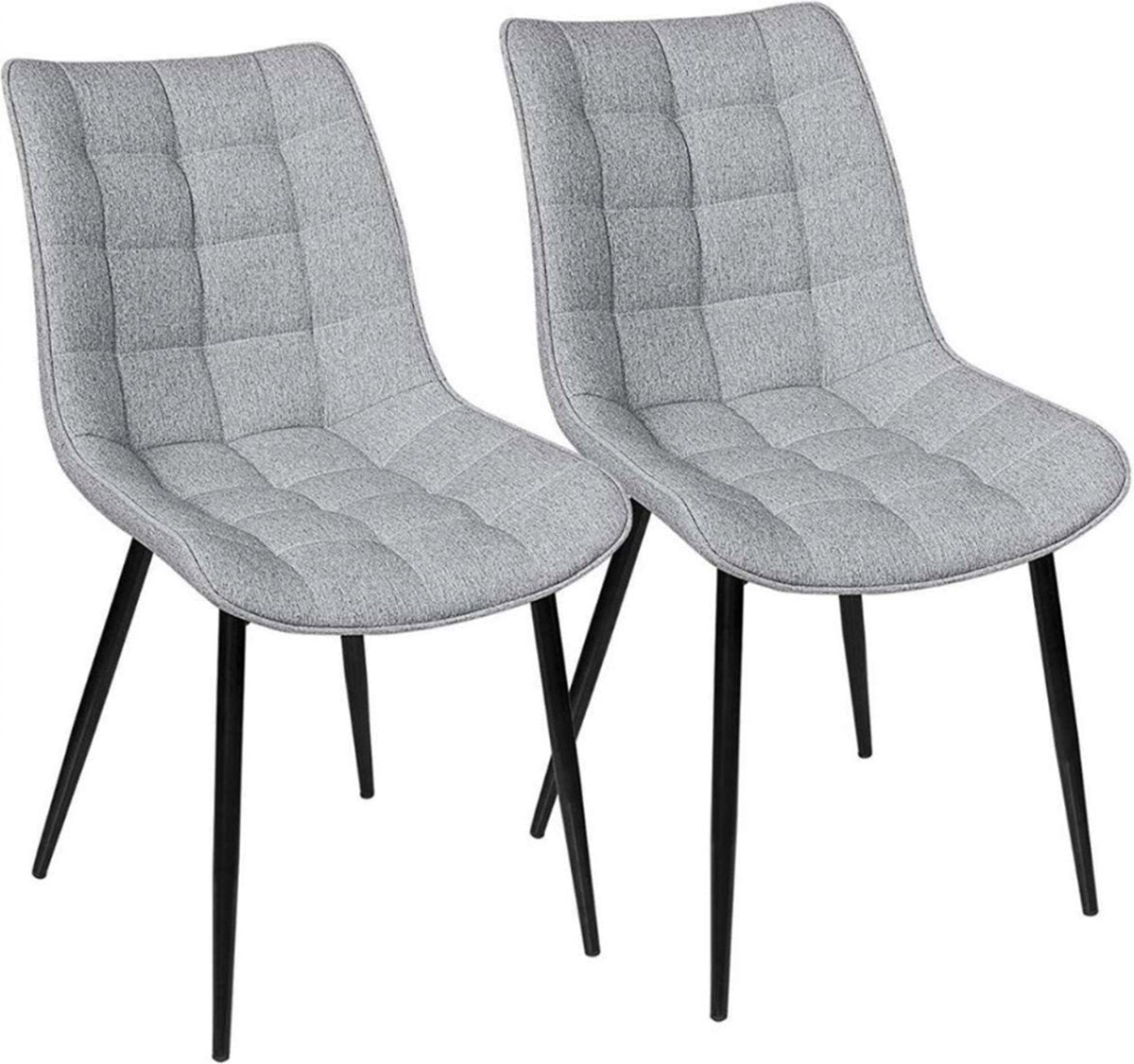 Happyment Luxe Eetkamerstoelen - Lichtgrijs - Fauteuils met armleuning - Woonkamerstoelen - Keukenstoelen - Kuipstoel - Linnen - Set van 2