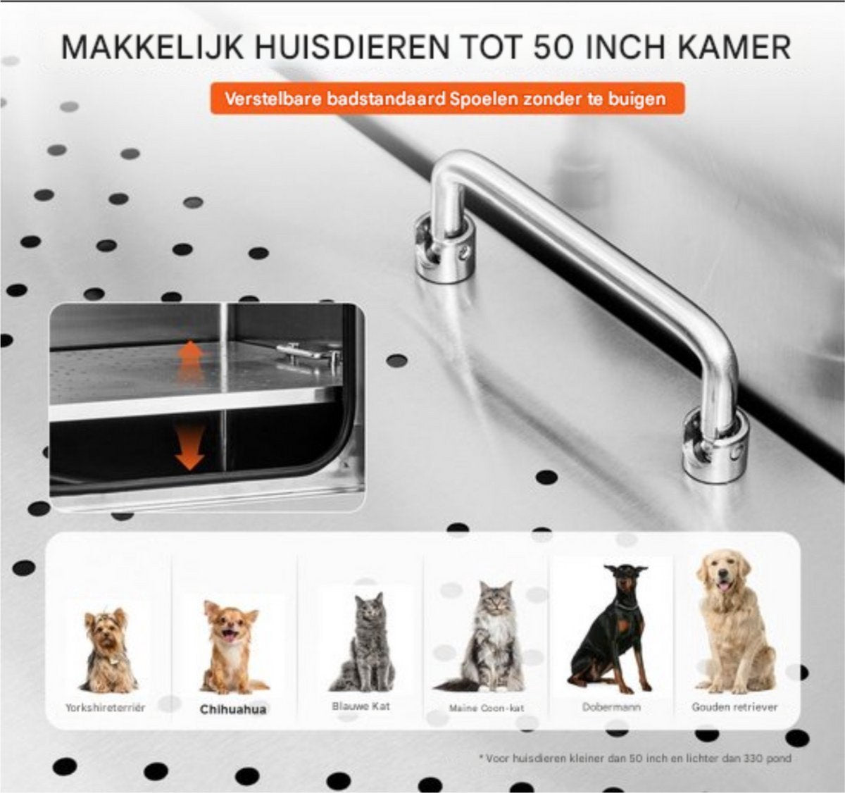 Hondenverzorgingskuip - hondenverzorgingstafel - 127 cm - RVS - Linkerdeur - Max. 150 kg