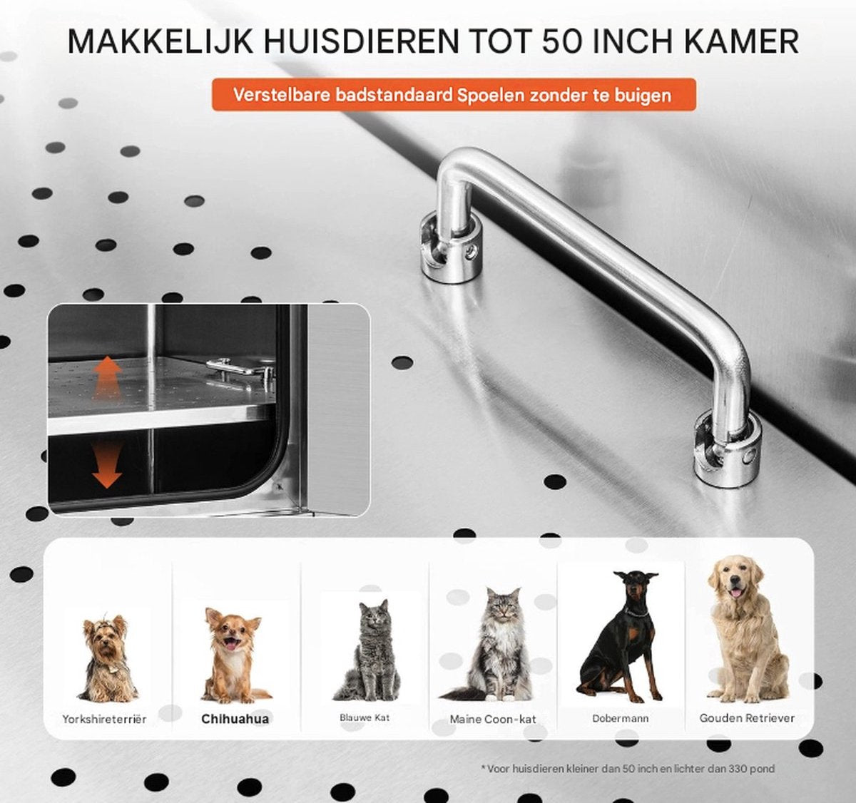 Hondenbad Professioneel - Hondentrimmer - Afvoer Kit - Warm & Koud Water Slangen - RVS