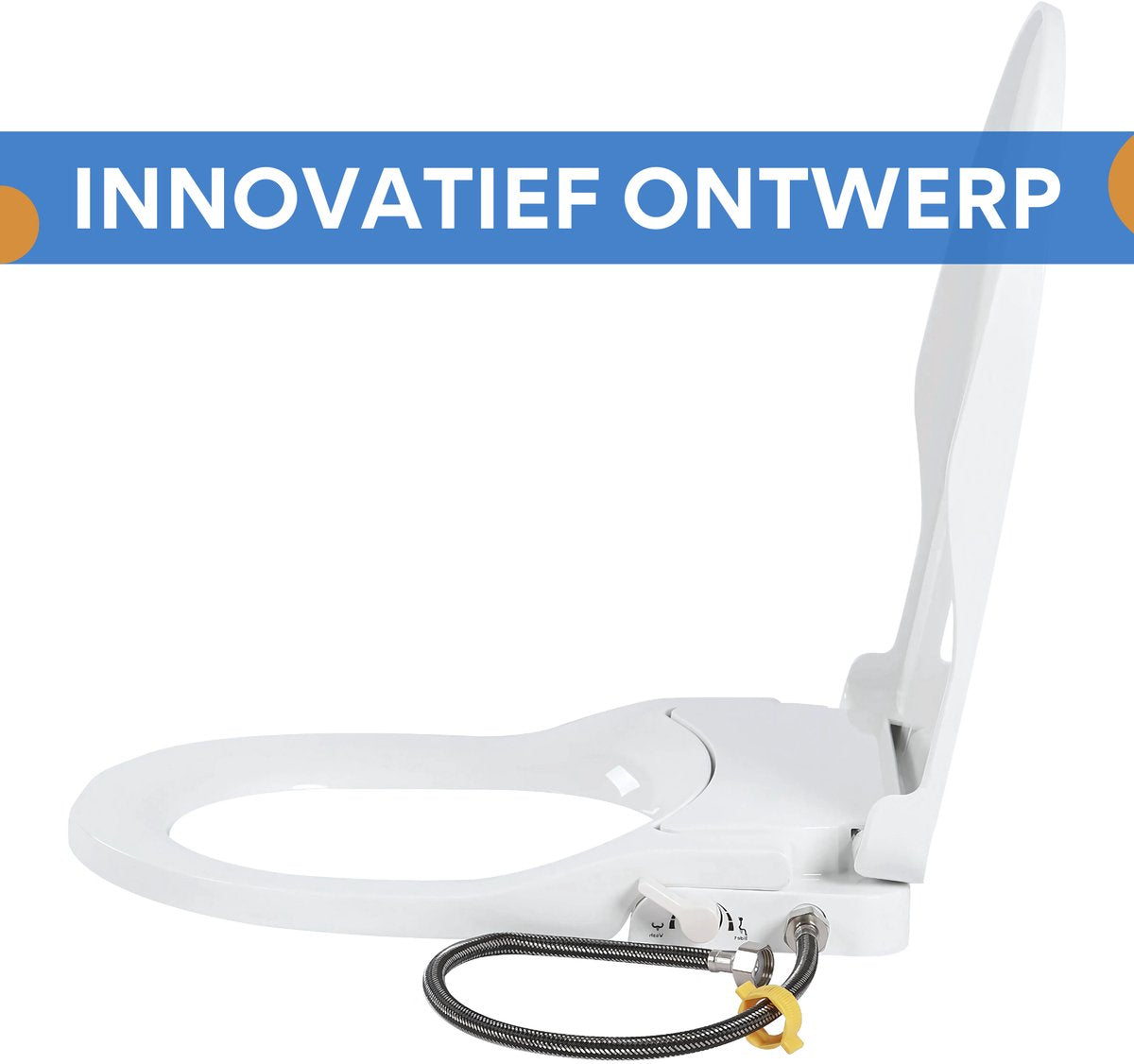Niet-Elektrische Bidettoiletbril - Voor Achter Wassen - Wit, D-vormig en Comfortabel - Dubbel Mondstuk - Voor Langwerpige Toiletten