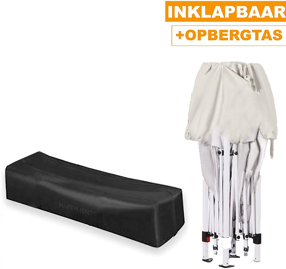 Happyment Partytent open - Beige - Met zijwanden - Opvouwbaar - Easy up - Paviljoen - Waterdicht weerbestendig - 3x3 m