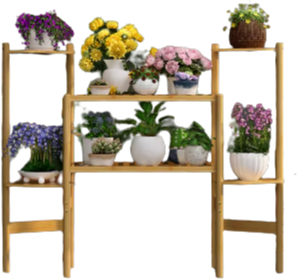 Bamboe Plantenstandaard Mamut - 6 laags - Plantenrek - Plantentafel - Voor binnen & buitengebruik - Bloempothouder
