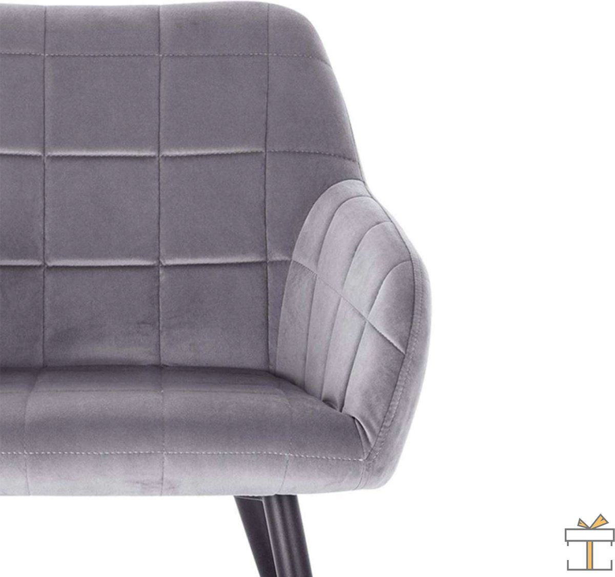 Happyment Luxe Eetkamerstoelen - Velvet Grijs - Fauteuils met armleuning - Woonkamerstoelen - Keukenstoelen - Kuipstoel - Set van 1