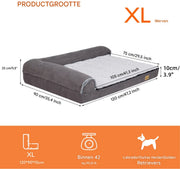 Hondenbed Noire - 120cm - L-vormig - Hondenbank - Hondensofa op poten - Hondenzetel - Comfort en zacht - Afneembaar kussen - Zacht