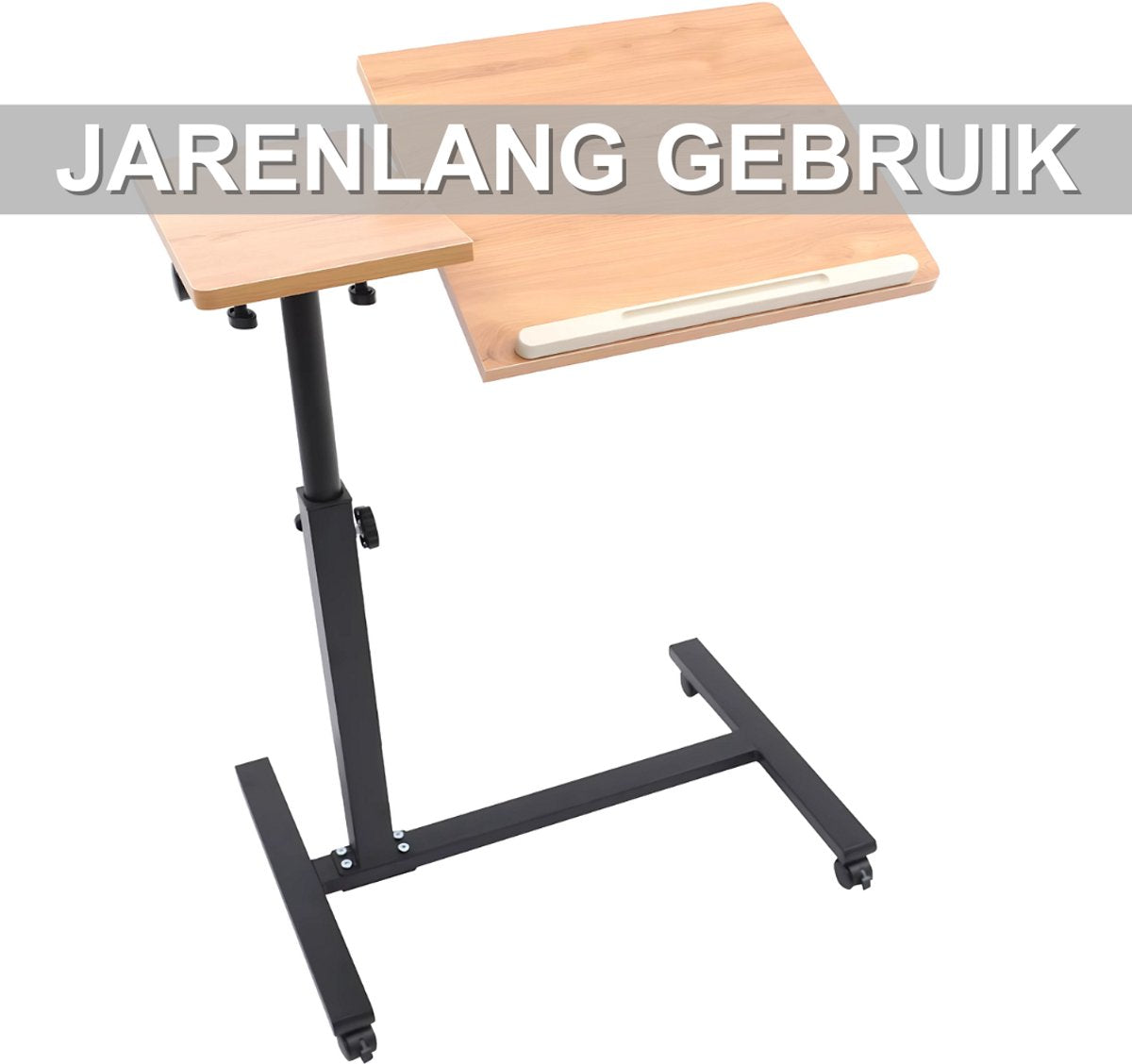 Laptop stand - Bed tafel - Bijzettafel - Laptoptafel - Voor Thuiskantoor en Studeren - Tafelblad op wielen - Khaki