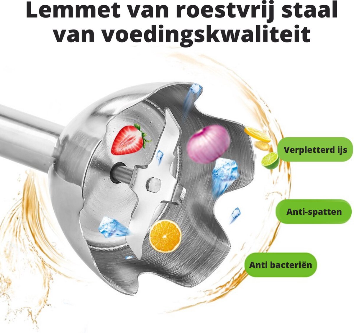 Happyment 4-in-1 Staafmixer Set - Hakmolen - Hand Blender - 6 snelheden - 1200W - Incl. Accessoires