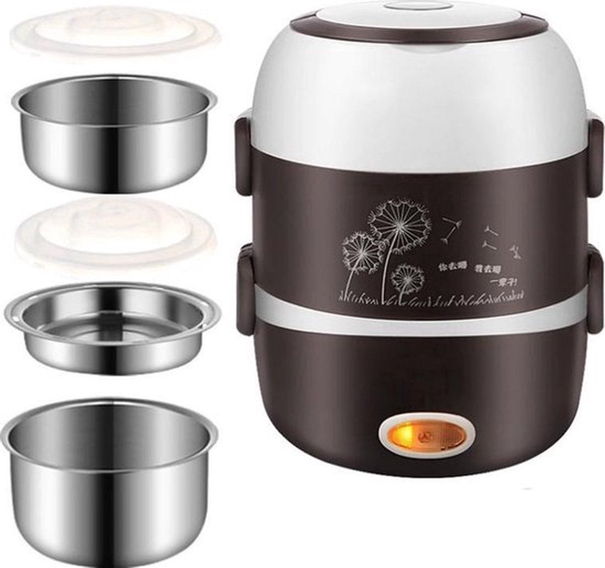 Happyment Rijstkoker PRO Met Stomer - Rijstkoker Klein 2L - Stoomkoker - Multicooker - Multicooker klein - Stoompan - Intstant pot - Drie Lagen - RVS Behuizing - Multifunctioneel