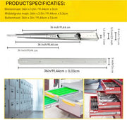 Lade Rails PRO - Ladegeleider - Bodemmontage - 91x7,6x1,9 cm - 225KG Capaciteit - Volledig Uittrekbaar