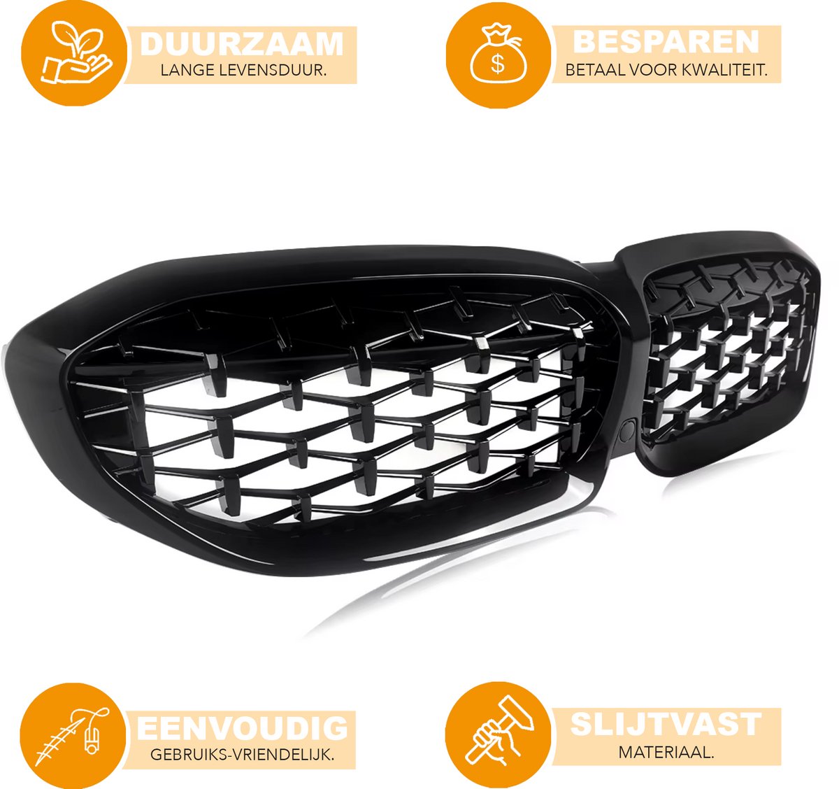 Grille - Voor BMW 3-Serie G20 Sedan/G21 Estate 2018-2021 - Auto accessoires - Niergrille - Gloss Zwart