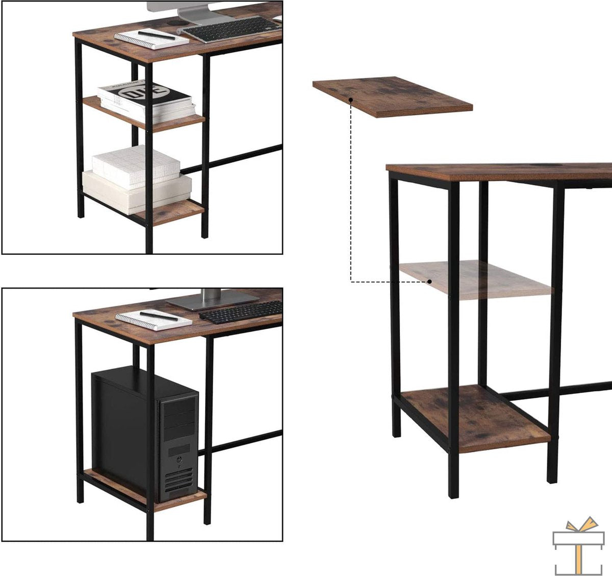 Hoekbureau - Computerbureau - Gaming - Industrieel - Desk - Black friday - Sinterklaas - Kerstcadeau