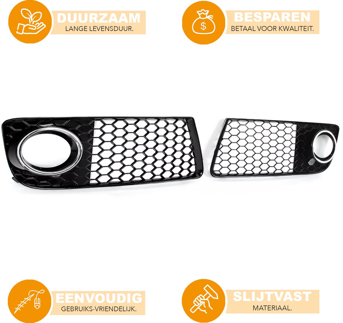 Voorbumper Mistlicht Grille Covers - Voor Audi TT MK2 8J (2010-2014) - Honingraat Mesh