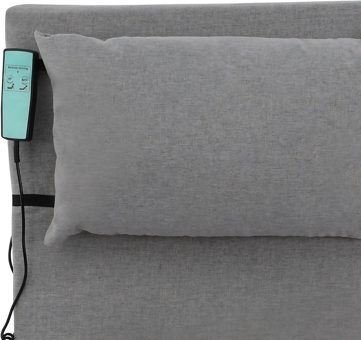 Elektrische Bed rugsteun - Hoofdsteun voor in bed - Leeskussen - voor Lezen & Rusten - met Afstandsbediening - 2°-80° Verstelbaar - Inclusief Kort Kussen & Hoofdsteun - Grijs