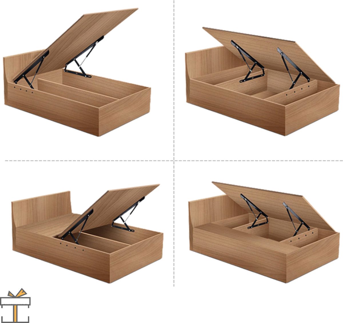 Happyment® Bedlift Mechanisme - Gasveer - Pneumatische Opslag - Box Bed Sofa Opslag - 152CM - Black friday - Sinterklaas - Kerstcadeau