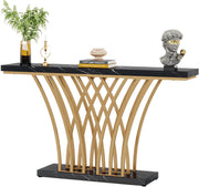 Consoletafel Luxery - 150cm - Sidetafel - Wandtafel - Haltafel - Zwart - Marmerlook - Voor Hal of woonkamer of Gang
