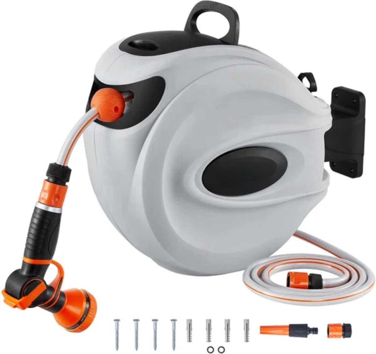 Wandslangenbox deluxe - 35 meter - 180° Draaibaar - Tuinslang met haspel - Slangenhouder