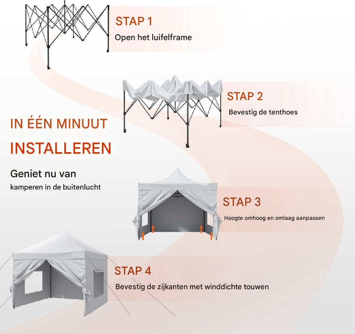 Opvouwbaar tuinhuis - Party tent - Luxe paviljoen - 3x3 m - Wit
