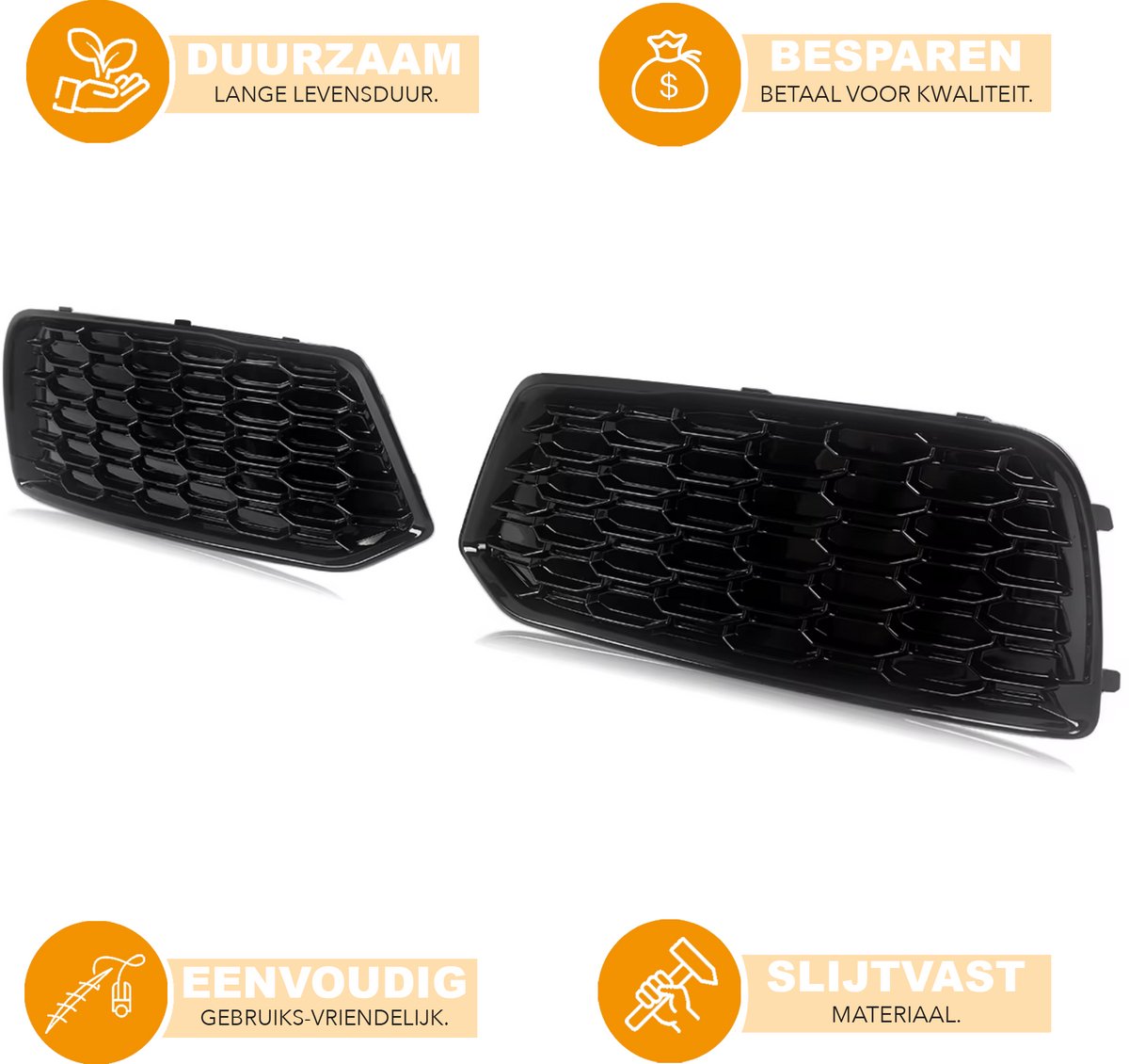 Voorbumper - Voor Audi Q5 2018-2022 - Auto accessoires - Honingraat bumper grille randen - Links + Rechts