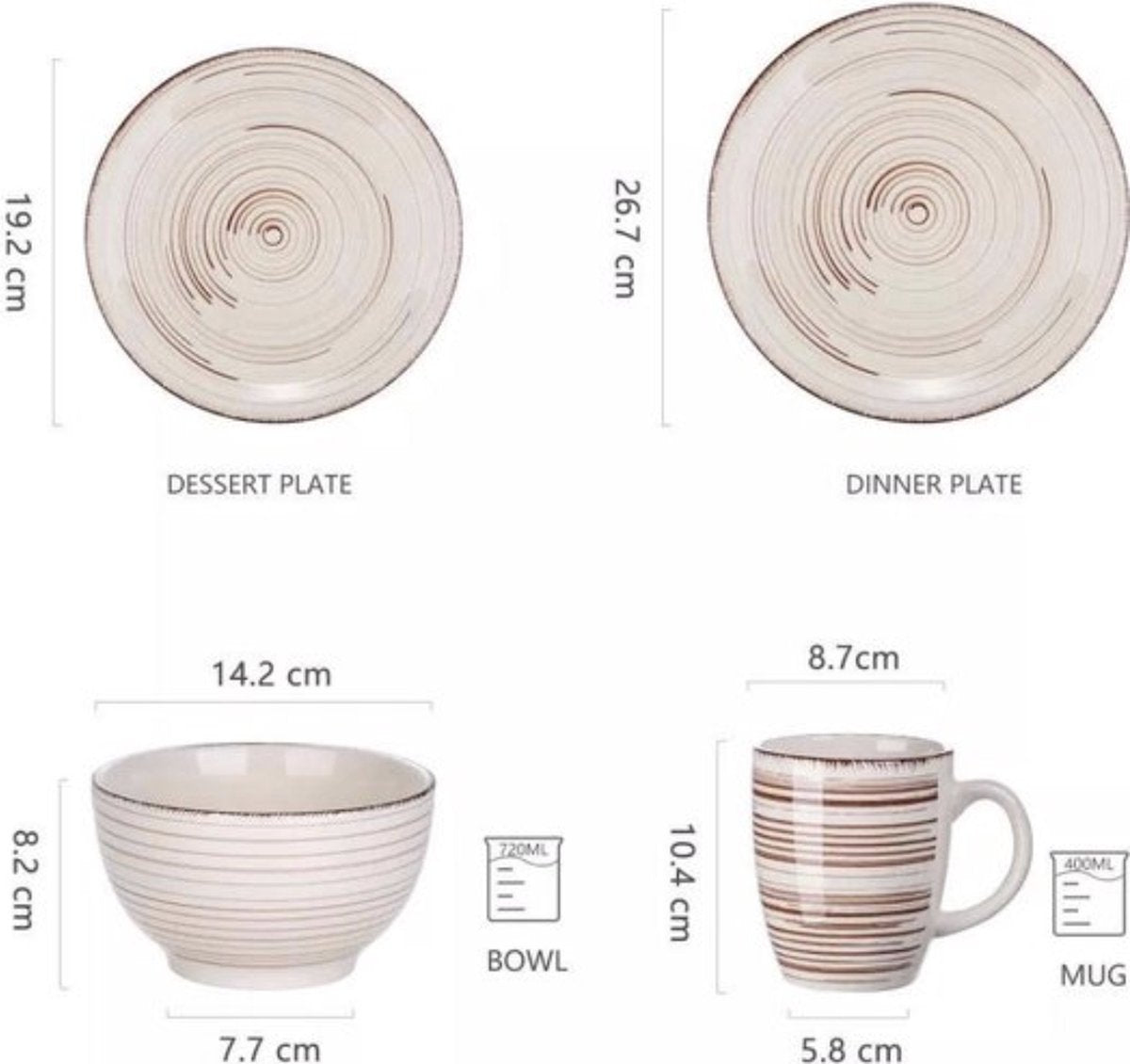 Happyment Serviesset 8 personen - 32 delig - Borden - Keramisch servies