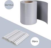 Happyment Privacy strip - Net schutting - Zichtbreeknet deluxe - Zichtdoek - Windbreekgaas - 50m x 19cm - Grijs
