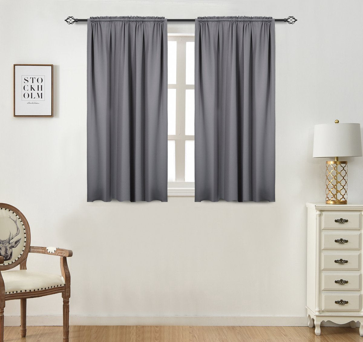 Gordijnen - Set van 2 - Grijs - Verduisterend - Fluweel - 117x138cm