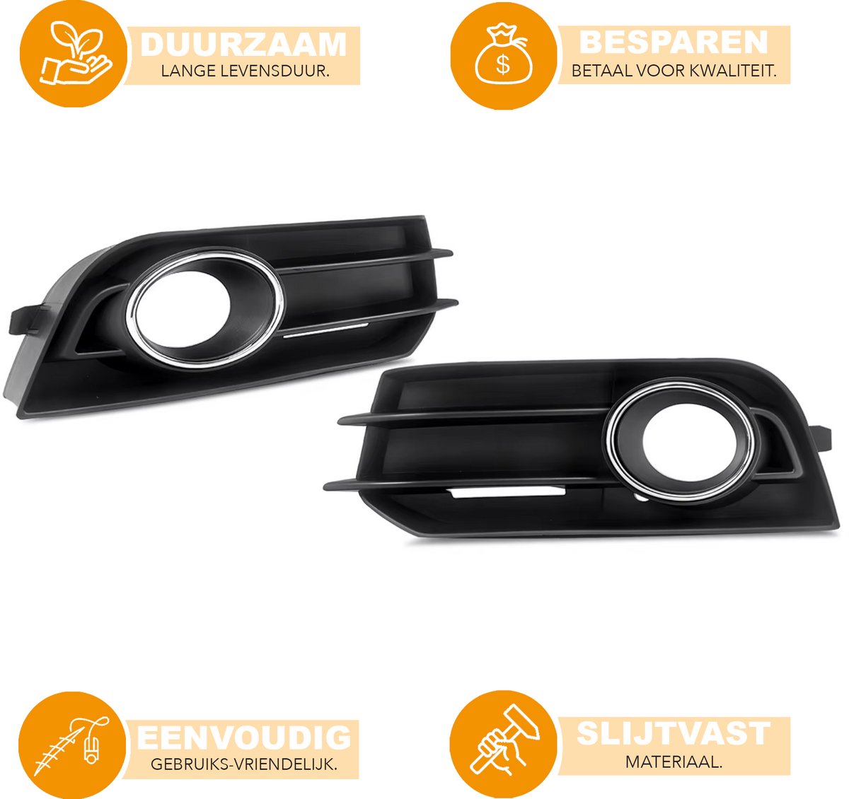 Grille - Voor Audi A1 8X 2010-2014 - Auto accessoires - Mistlicht grille cover - Met chroom trim - LH + RH